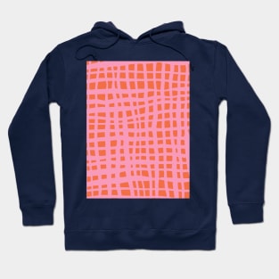 Retro grid pattern - orange and pink Hoodie